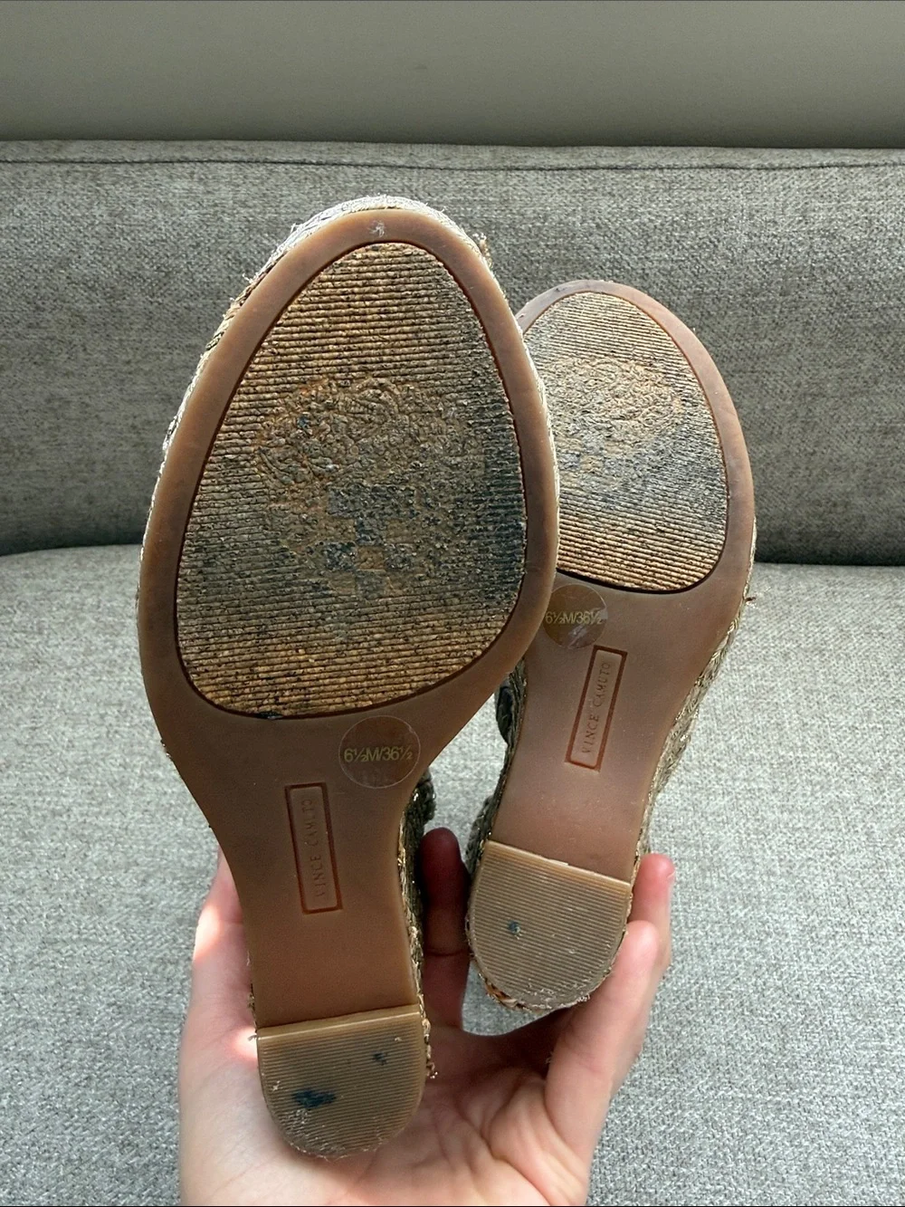 Vince Camuto Braided Espadrille Wedge Sandals in Taupe